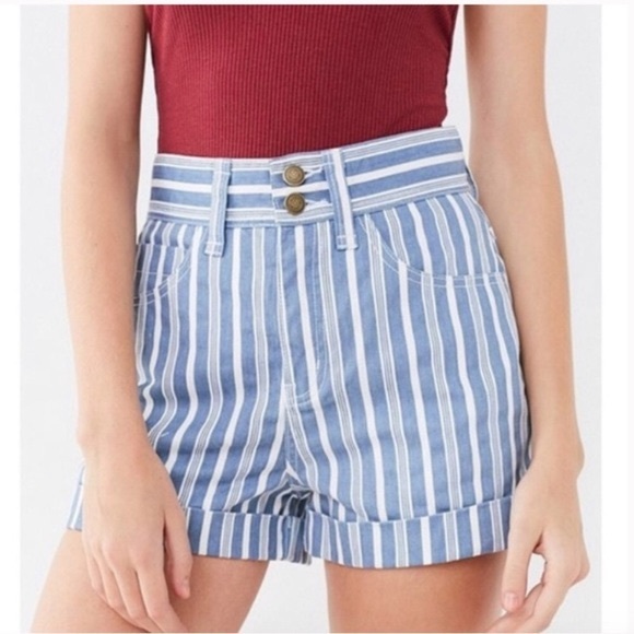 BDG Pants - BDG urban outfitters blue striped high rise shorts